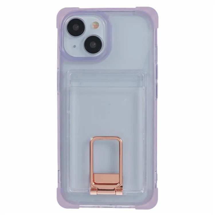 YSM Reinforced Corners Series for iPhone 13 6.1 inch Case Clear Kickstand Phone Back Cover