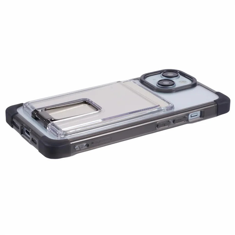 YSM Reinforced Corners Series for iPhone 14 Case TPU+Acrylic Card Holder Phone Cover