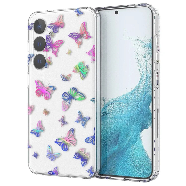 For Samsung Galaxy S24 Case Pattern PC + TPU Laser Carving Phone Cover