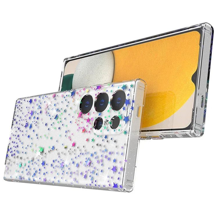 For Samsung Galaxy S24 Ultra Case Laser Pattern Anti-scratch PC + TPU Phone Shell
