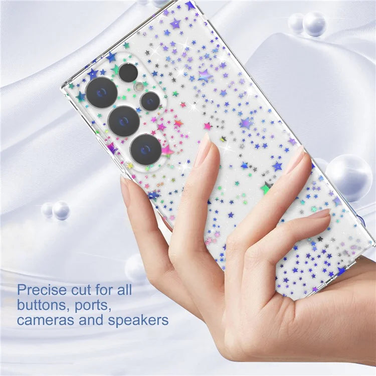 For Samsung Galaxy S24 Ultra Case Laser Pattern Anti-scratch PC + TPU Phone Shell