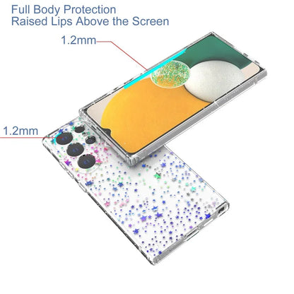 For Samsung Galaxy S24 Ultra Case Laser Pattern Anti-scratch PC + TPU Phone Shell