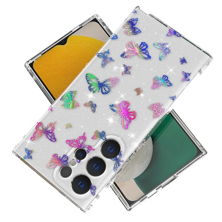 For Samsung Galaxy S24 Ultra Case Laser Pattern Anti-scratch PC + TPU Phone Shell