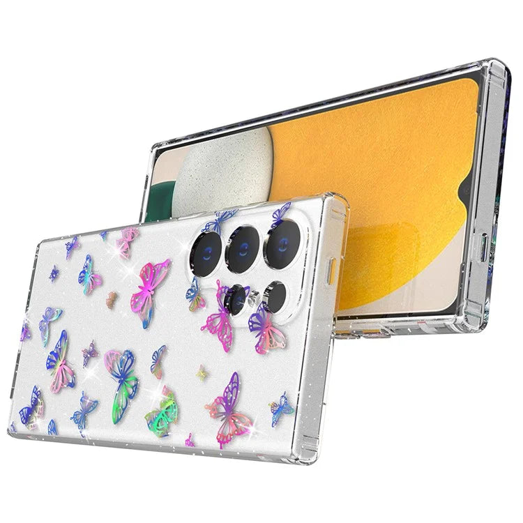 For Samsung Galaxy S24 Ultra Case Laser Pattern Anti-scratch PC + TPU Phone Shell