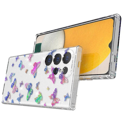 For Samsung Galaxy S24 Ultra Case Laser Pattern Anti-scratch PC + TPU Phone Shell