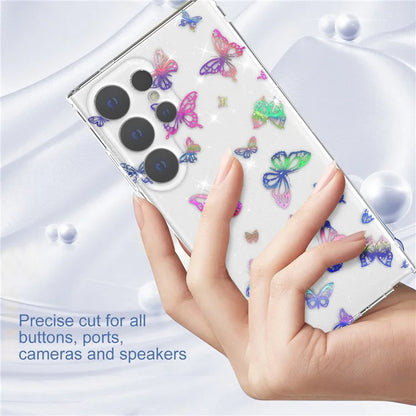 For Samsung Galaxy S24 Ultra Case Laser Pattern Anti-scratch PC + TPU Phone Shell
