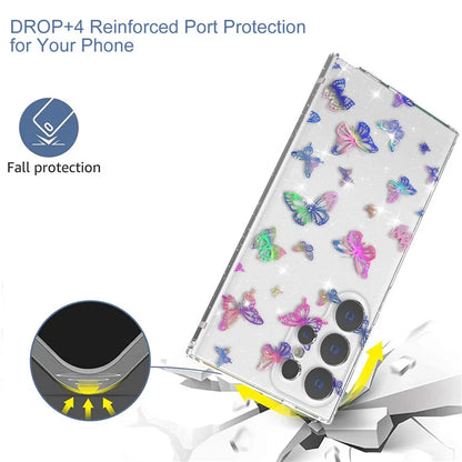 For Samsung Galaxy S24 Ultra Case Laser Pattern Anti-scratch PC + TPU Phone Shell