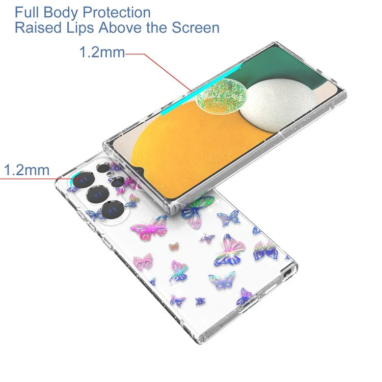 For Samsung Galaxy S24 Ultra Case Laser Pattern Anti-scratch PC + TPU Phone Shell