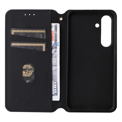For Samsung Galaxy S24 Magnetic Phone Case Rhombus Pattern Leather Cover