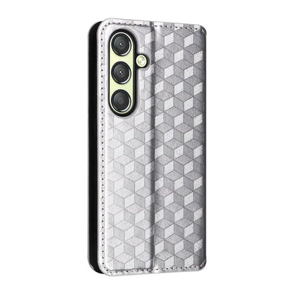 For Samsung Galaxy S24 Magnetic Phone Case Rhombus Pattern Leather Cover