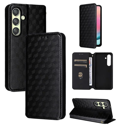 For Samsung Galaxy S24 Magnetic Phone Case Rhombus Pattern Leather Cover