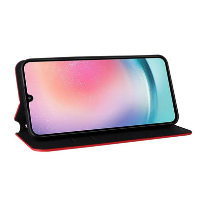 For Samsung Galaxy S24 Magnetic Phone Case Rhombus Pattern Leather Cover