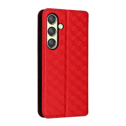 For Samsung Galaxy S24 Magnetic Phone Case Rhombus Pattern Leather Cover