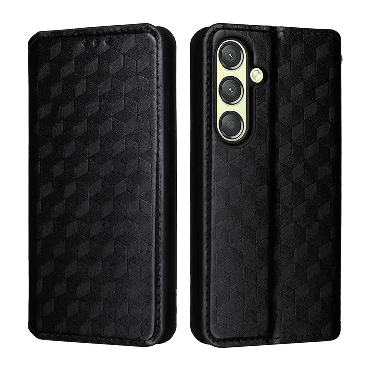 For Samsung Galaxy S24+ Case Rhombus Pattern Automatic Closing Phone Cover