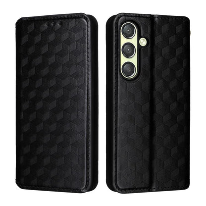 For Samsung Galaxy S24+ Case Rhombus Pattern Automatic Closing Phone Cover
