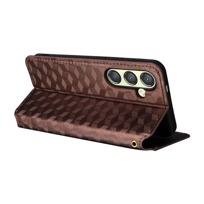 For Samsung Galaxy S24+ Case Rhombus Pattern Automatic Closing Phone Cover