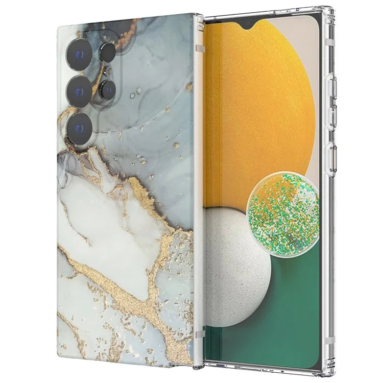GW18 Phone Case for Samsung Galaxy S24 Ultra Marble Pattern IMD Phone Cover