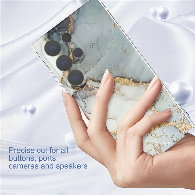 GW18 Phone Case for Samsung Galaxy S24 Ultra Marble Pattern IMD Phone Cover
