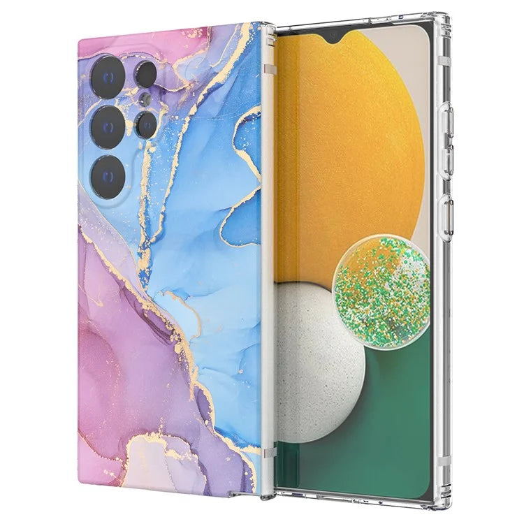 GW18 Phone Case for Samsung Galaxy S24 Ultra Marble Pattern IMD Phone Cover