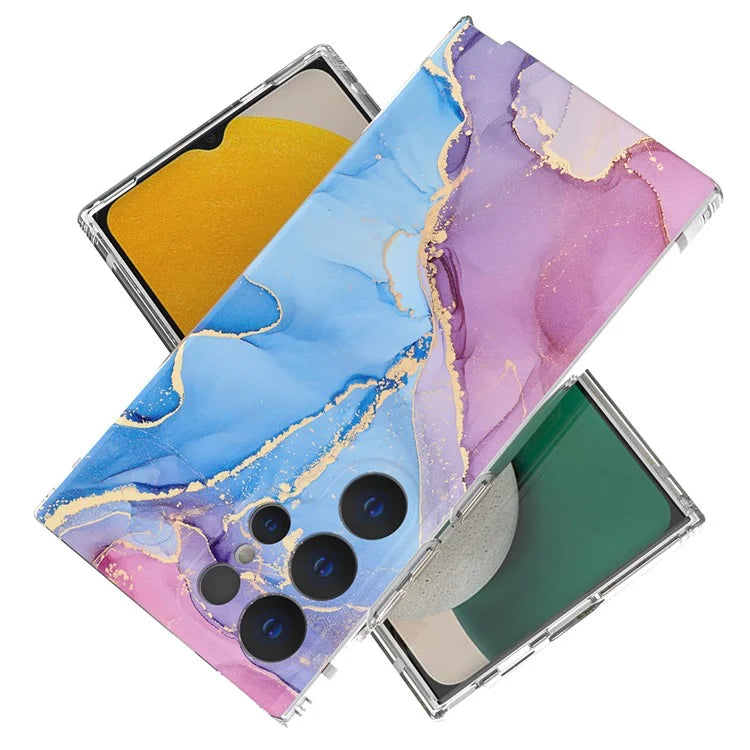 GW18 Phone Case for Samsung Galaxy S24 Ultra Marble Pattern IMD Phone Cover