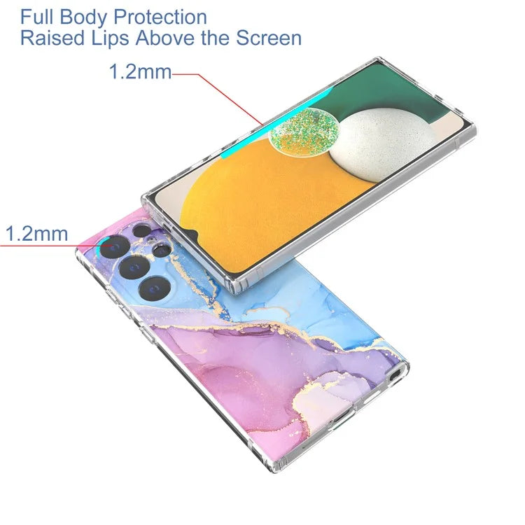 GW18 Phone Case for Samsung Galaxy S24 Ultra Marble Pattern IMD Phone Cover