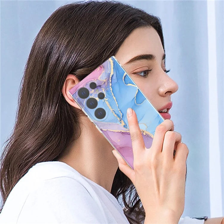 GW18 Phone Case for Samsung Galaxy S24 Ultra Marble Pattern IMD Phone Cover