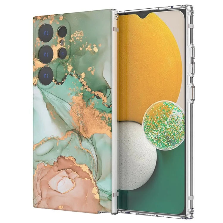 GW18 Phone Case for Samsung Galaxy S24 Ultra Marble Pattern IMD Phone Cover
