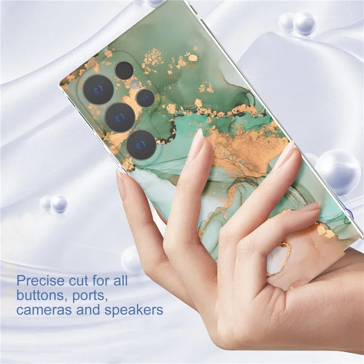 GW18 Phone Case for Samsung Galaxy S24 Ultra Marble Pattern IMD Phone Cover