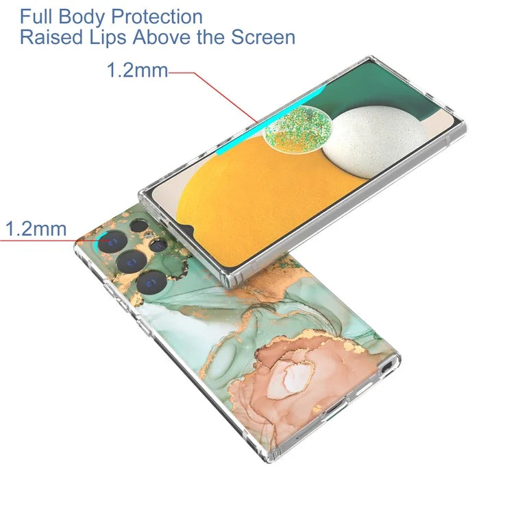 GW18 Phone Case for Samsung Galaxy S24 Ultra Marble Pattern IMD Phone Cover