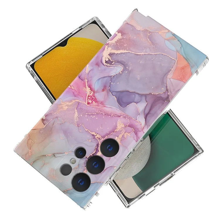 GW18 Phone Case for Samsung Galaxy S24 Ultra Marble Pattern IMD Phone Cover