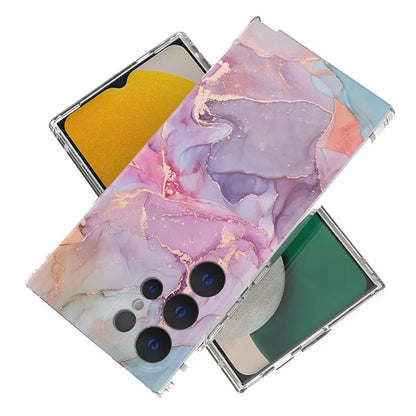 GW18 Phone Case for Samsung Galaxy S24 Ultra Marble Pattern IMD Phone Cover