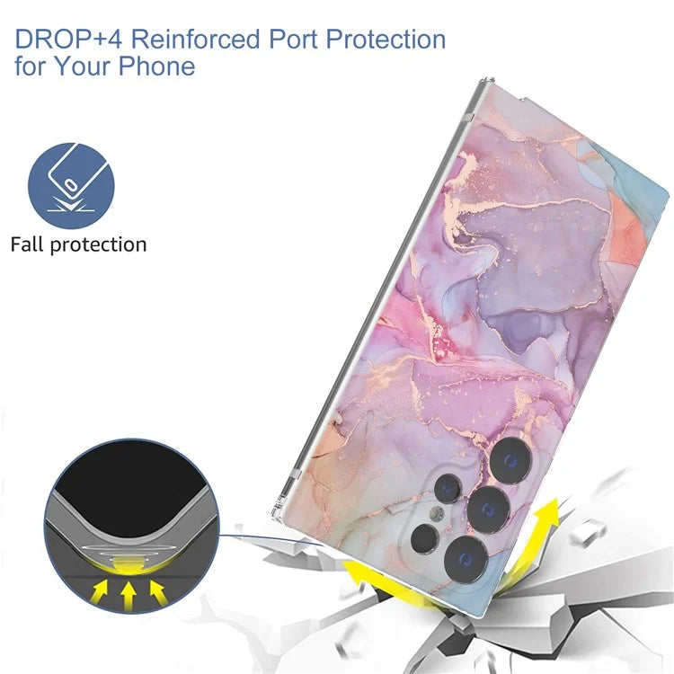 GW18 Phone Case for Samsung Galaxy S24 Ultra Marble Pattern IMD Phone Cover