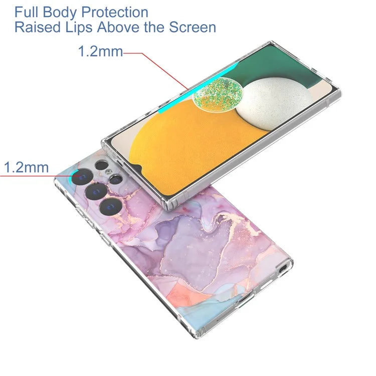 GW18 Phone Case for Samsung Galaxy S24 Ultra Marble Pattern IMD Phone Cover