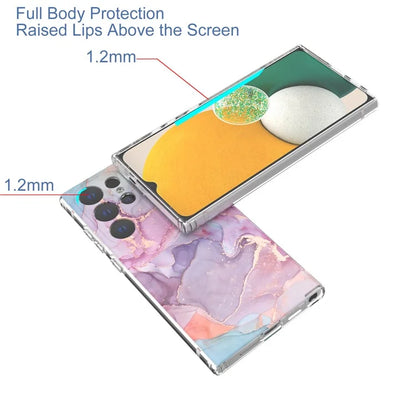 GW18 Phone Case for Samsung Galaxy S24 Ultra Marble Pattern IMD Phone Cover