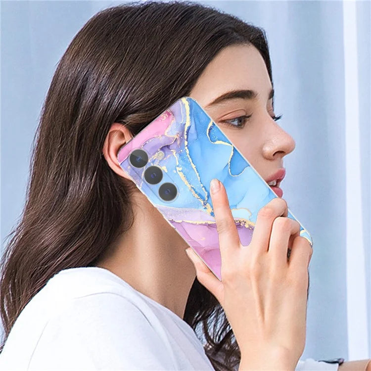 For Samsung Galaxy S24+ Phone Case GW18 Marble Pattern IMD Phone Cover