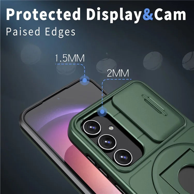 For Samsung Galaxy A54 5G Phone Case with Slide Camera Protection Magnetic Coverish Green
