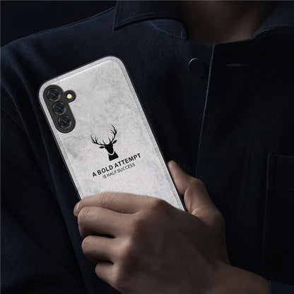 For Samsung Galaxy A15 4G / 5G Phone Case Imprinted Deer Pattern PU Leather Back Cover