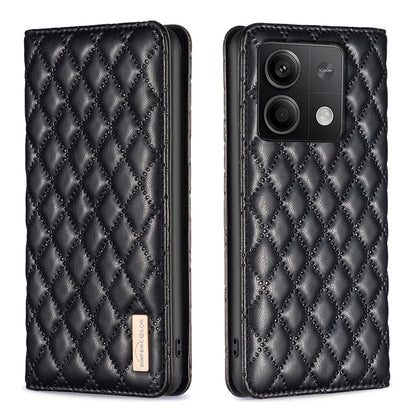 BINFEN COLOR BF Style-16 For Xiaomi Redmi Note 13 4G Leather Case Rhombus Pattern Phone Cover