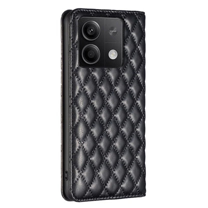 BINFEN COLOR BF Style-16 For Xiaomi Redmi Note 13 4G Leather Case Rhombus Pattern Phone Cover