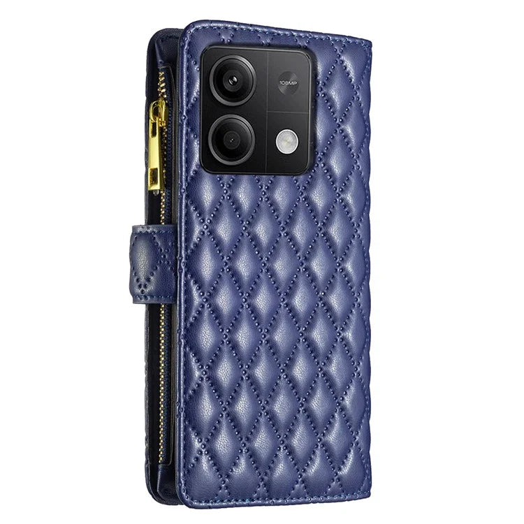 BINFEN COLOR BF Style-15 For Xiaomi Redmi Note 13 4G Case Leather Flip Zipper Pocket Phone Cover