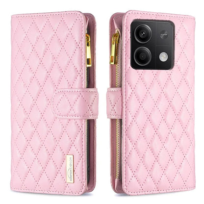 BINFEN COLOR BF Style-15 For Xiaomi Redmi Note 13 4G Case Leather Flip Zipper Pocket Phone Cover