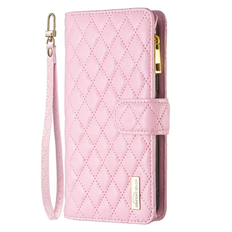 BINFEN COLOR BF Style-15 For Xiaomi Redmi Note 13 4G Case Leather Flip Zipper Pocket Phone Cover