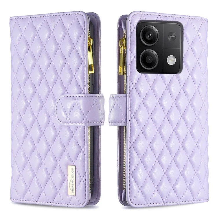 BINFEN COLOR BF Style-15 For Xiaomi Redmi Note 13 4G Case Leather Flip Zipper Pocket Phone Cover