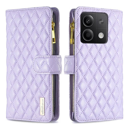 BINFEN COLOR BF Style-15 For Xiaomi Redmi Note 13 4G Case Leather Flip Zipper Pocket Phone Cover