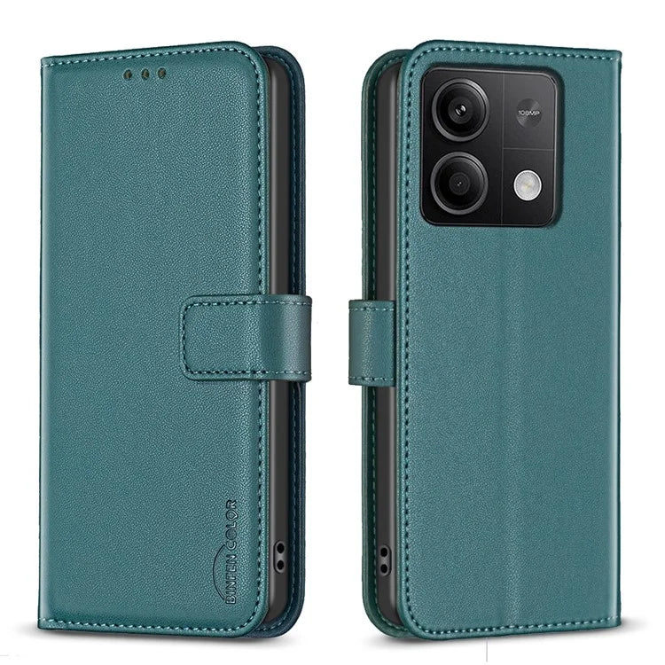 BINFEN COLOR BF17 For Xiaomi Redmi Note 13 4G Leather Phone Case Folio Stand View Cover