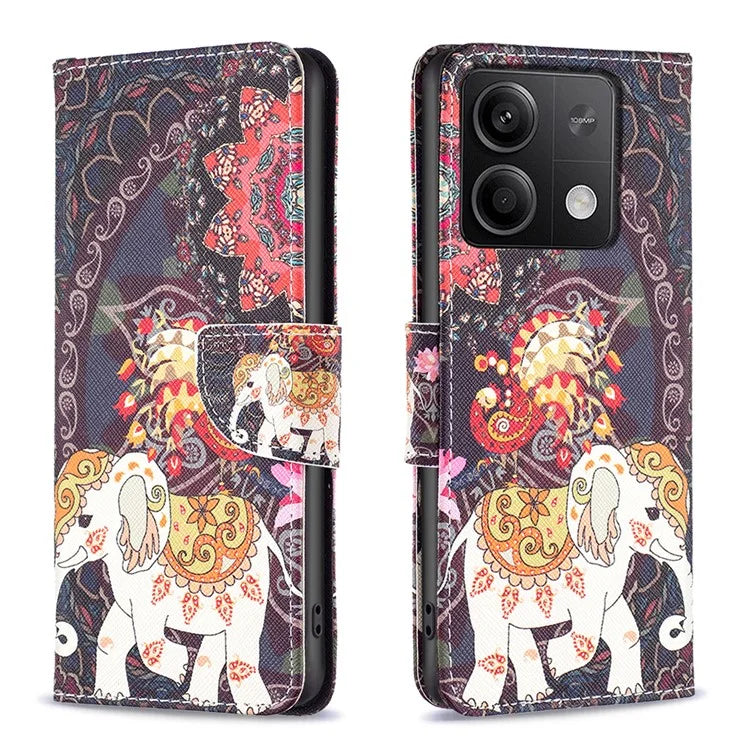 For Xiaomi Redmi Note 13 4G Phone Case Pattern Leather Flip Cover