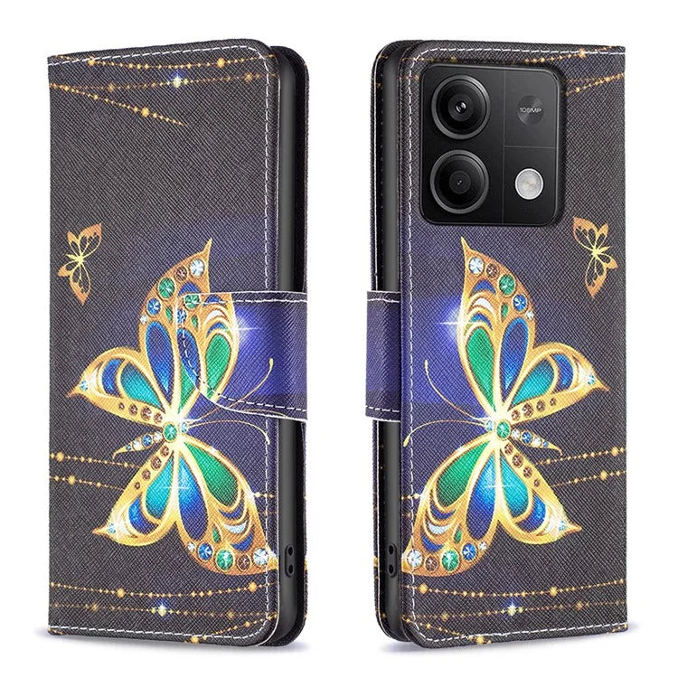 For Xiaomi Redmi Note 13 4G Phone Case Pattern Leather Flip Cover