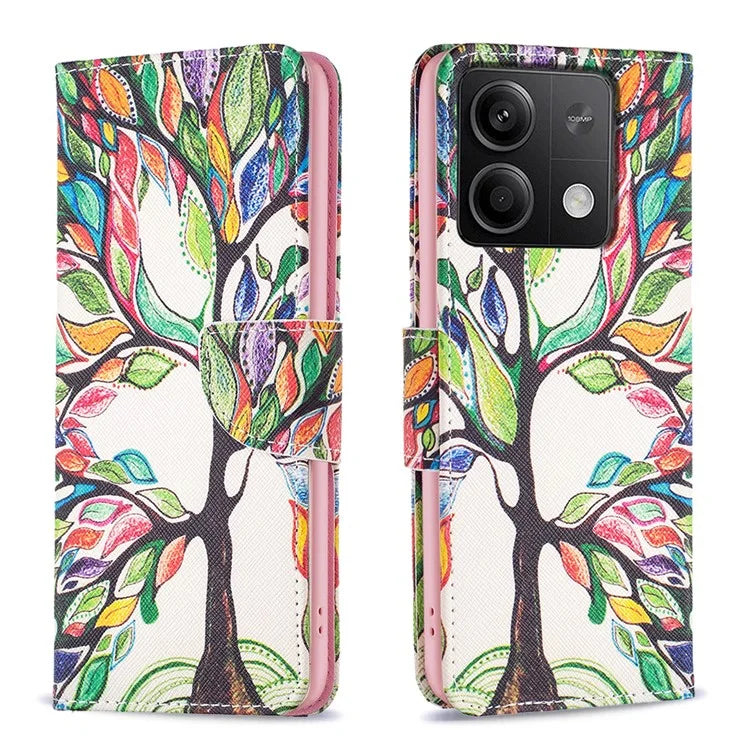 For Xiaomi Redmi Note 13 4G Pattern Leather Phone Case Wallet Cover