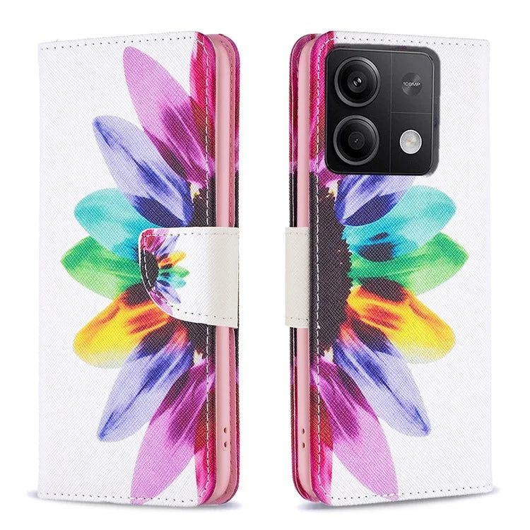 For Xiaomi Redmi Note 13 4G Pattern Leather Phone Case Wallet Cover