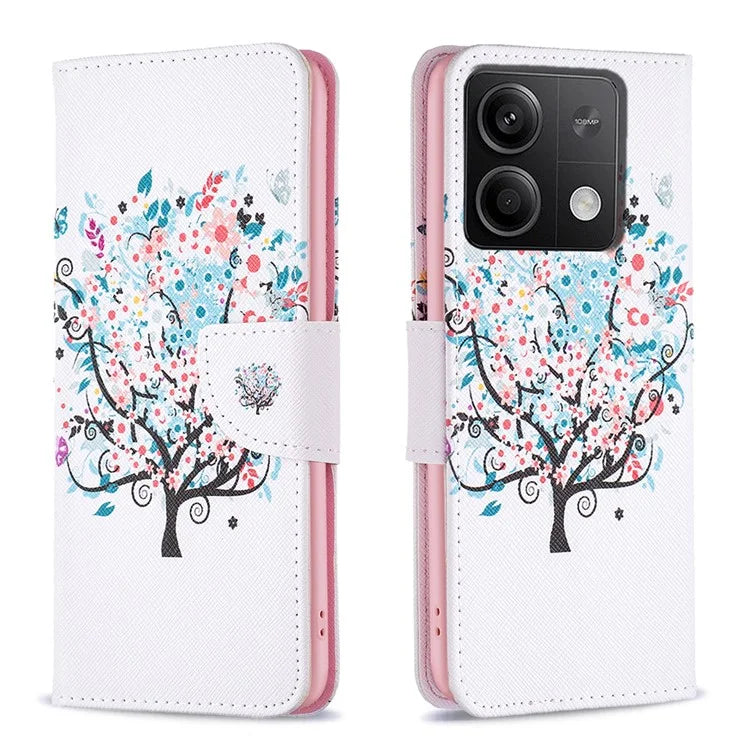 For Xiaomi Redmi Note 13 4G Pattern Leather Phone Case Wallet Cover